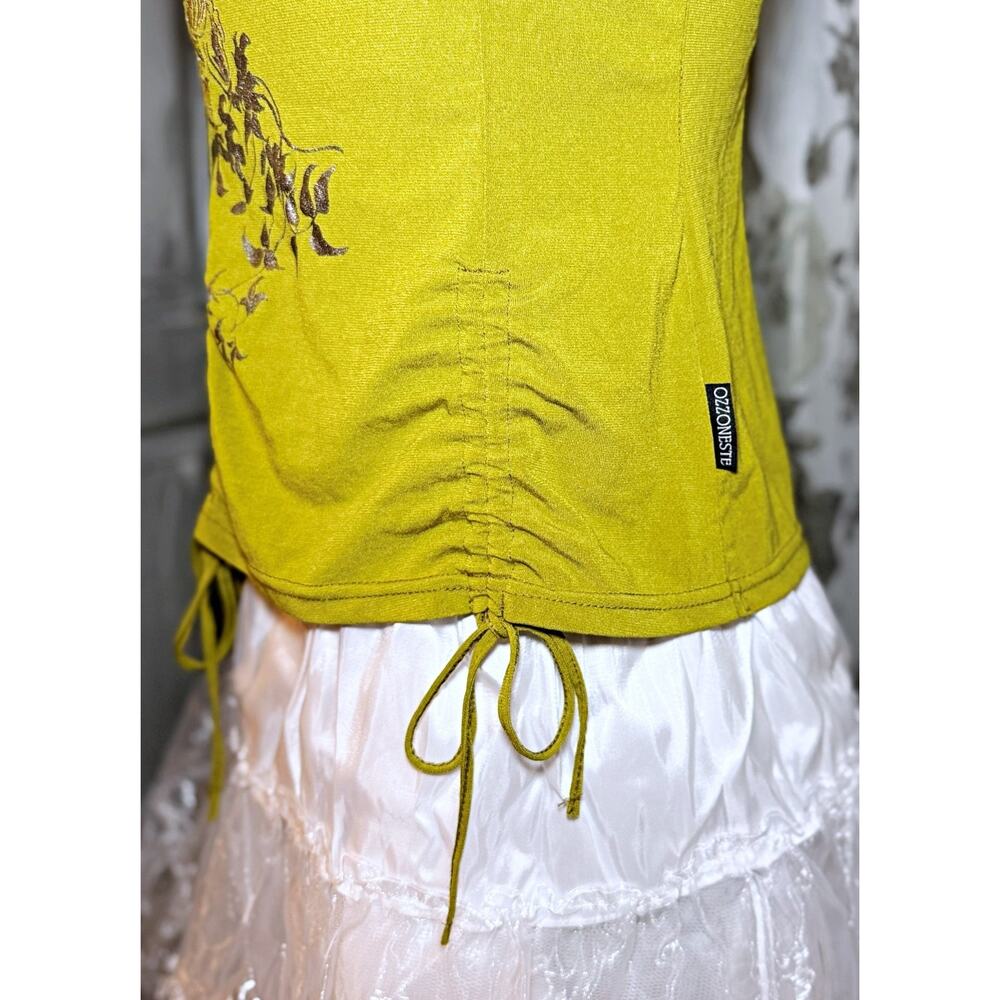 Ozz Oneste Embroidered Camisole Tank Top Green Japan Jfashion Punk y2k Grunge - Picture 5 of 16